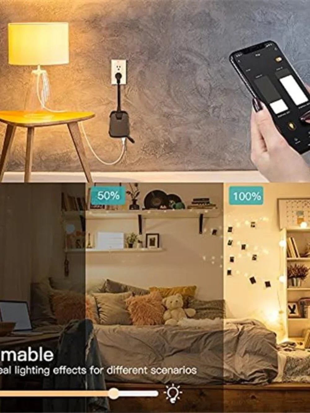 2 in 1 Outdoor Smart Dimmer Plug, 2 Individual Control Sockets, 600W, Alexa